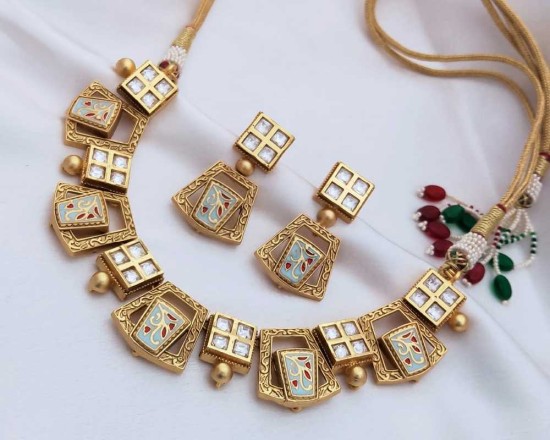 Premium Quality Gold Plated Necklace Set With Earrings