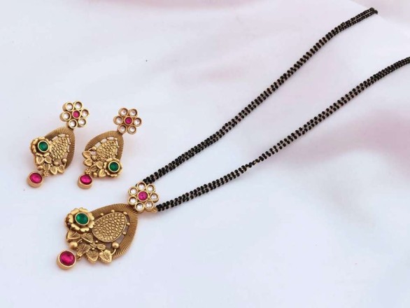 Premium Quality Gold Plated Mangalsutra Set With Earrings