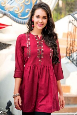 Premium Jam-Cotton Western Top With Beautiful Embroidery Work